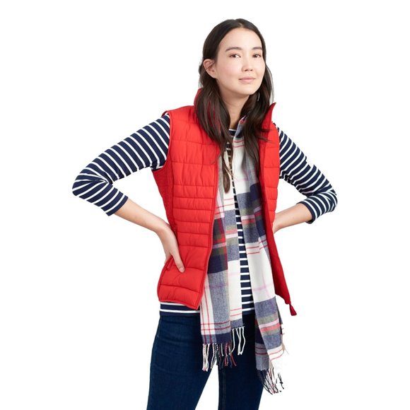 NWT Womens Size 2 Joules Red Fallow Sleek Puffer Vest Jacket - Picture 4 of 5